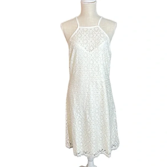 NWT Laundry By Design Halter Top Dress White Lace Womens 12 Midi